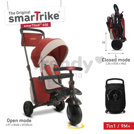 Trojkolka skladacia smarTfold 7v1 600 smarTrike TouchSteering polstrovaná s EVA kolesami luxusná hnedá od 9 mes