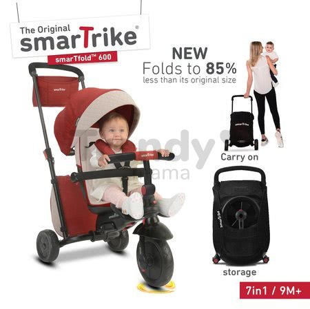Trojkolka skladacia smarTfold 7v1 600 smarTrike TouchSteering polstrovaná s EVA kolesami luxusná hnedá od 9 mes