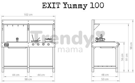 Kuchynka cédrová s tečúcou vodou Yummy 100 Outdoor Play Kitchen Exit Toys vonkajšia s kuchynským náradím od 24 mes