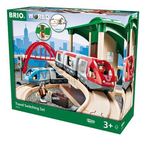 Drevená vláčikodráha s nástupiskom Travel Switching Set BRIO 42 dielov s elektronickým a klasickým vláčikom od 3 rokov BRIO5125