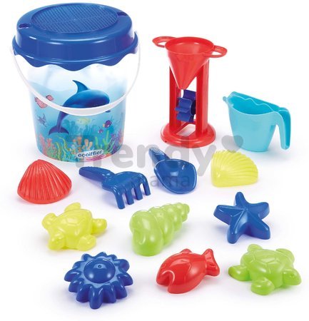 Vedro set delfín Bucket Dolphin Écoiffier 21 cm výška priesvitný s 12 doplnkami od 18 mes