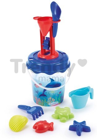 Vedro set delfín Bucket Dolphin Écoiffier 21 cm výška priesvitný s 12 doplnkami od 18 mes