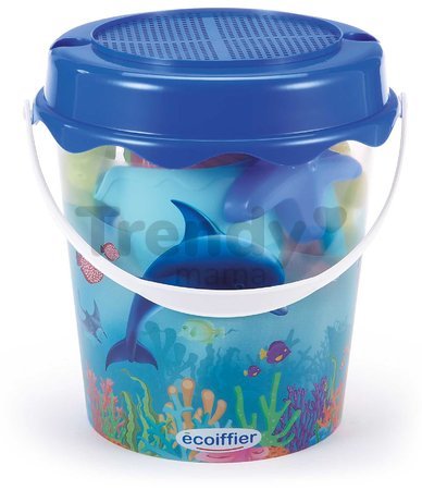 Vedro set delfín Bucket Dolphin Écoiffier 21 cm výška priesvitný s 12 doplnkami od 18 mes