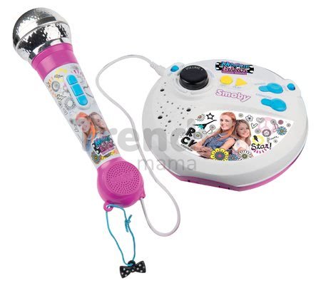Karaoke stojaci mikrofón Maggie&Bianca Smoby so zvukmi a svetlom a napojením na mobil ružový od 5 rokov
