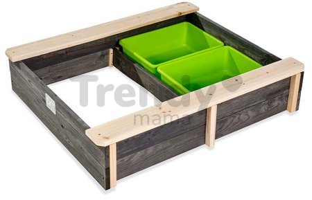 Pieskovisko cédrové s krytom Aksent wooden sandpit Exit Toys objem 45 kg s 2 nádobami s objemom 16 litrov/32 kg