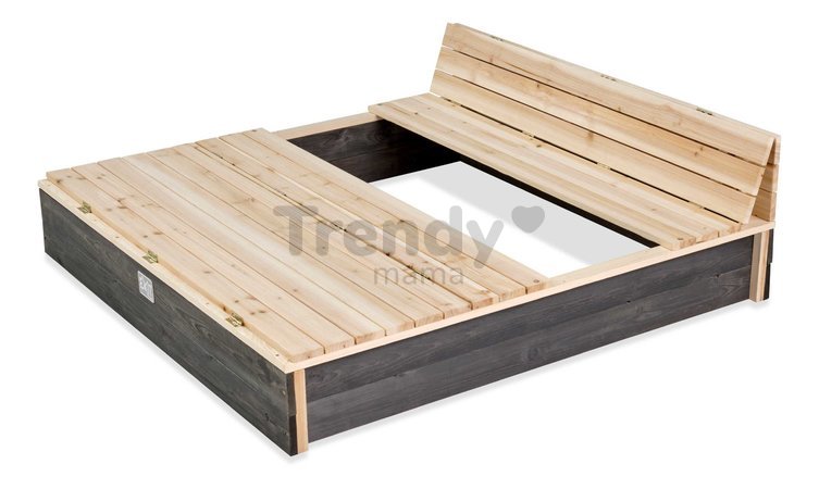 Pieskovisko s lavicami Aksent Wooden Sandpit Exit Toys cyprusové s krytom objem 440 kg 136*132 cm od 3 rokov