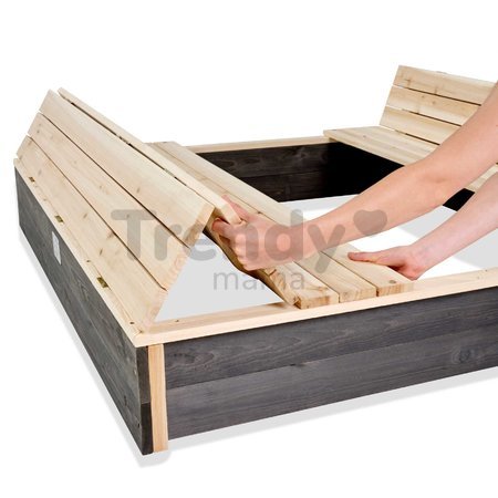 Pieskovisko s lavicami Aksent Wooden Sandpit Exit Toys cyprusové s krytom objem 440 kg 136*132 cm od 3 rokov
