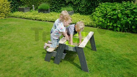 Pieskovisko cédrové stôl na vodu a piesok Aksent sand&water table Exit Toys piknikové s lavicou a krytom