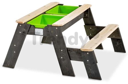 Pieskovisko cédrové stôl na vodu a piesok Aksent sand&water table Exit Toys piknikové s lavicou a krytom