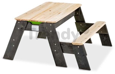 Pieskovisko cédrové stôl na vodu a piesok Aksent sand&water table Exit Toys piknikové s lavicou a krytom