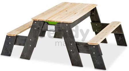 Pieskovisko cédrové stôl na vodu a piesok Aksent sand&water table Exit Toys piknikové s 2 lavicami a krytom
