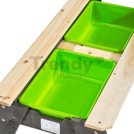 Pieskovisko cédrové stôl na vodu a piesok Aksent sand&water table Deluxe Exit Toys piknikové s 2 lavicami slnečníkom krytom a doplnkami