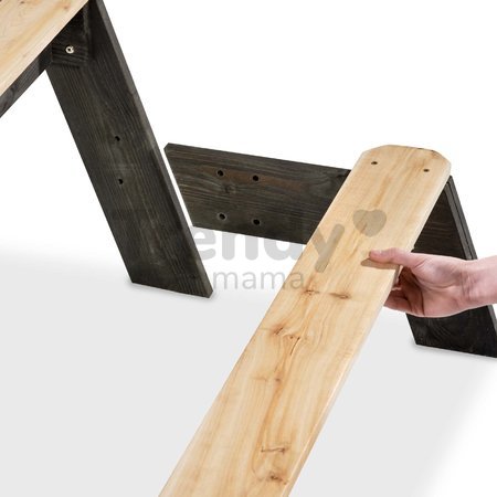 Pieskovisko cédrové stôl na vodu a piesok Aksent sand&water table Deluxe Exit Toys piknikové s 2 lavicami slnečníkom krytom a doplnkami