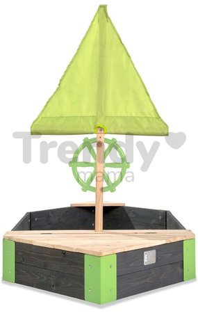 Pieskovisko cédrové loď s kormidlom Aksent Boat Sandpit Exit Toys stožiar s plachtou a úložným priestorom 190*90 cm