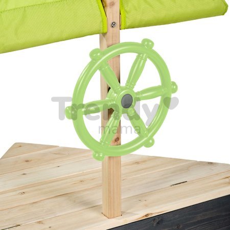 Pieskovisko cédrové loď s kormidlom Aksent Boat Sandpit Exit Toys stožiar s plachtou a úložným priestorom 190*90 cm