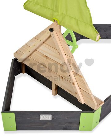 Pieskovisko cédrové loď s kormidlom Aksent Boat Sandpit Exit Toys stožiar s plachtou a úložným priestorom 190*90 cm