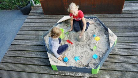 Pieskovisko cédrové Hexagón Aksent Hexagonal Sandpit Exit Toys stredné s 3 sedadlami 160*140 cm
