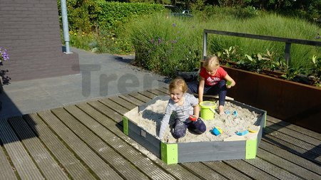 Pieskovisko cédrové Hexagón Aksent Hexagonal Sandpit Exit Toys stredné s 3 sedadlami 160*140 cm