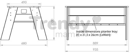 Stôl pre záhradníka borovicový Aksent planter table Exit Toys veľký objem 45 litrov