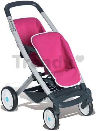 Kočík pre dve bábiky Maxi Cosi & Quinny Twin Smoby (65,5 cm rúčka) ružovo-šedý