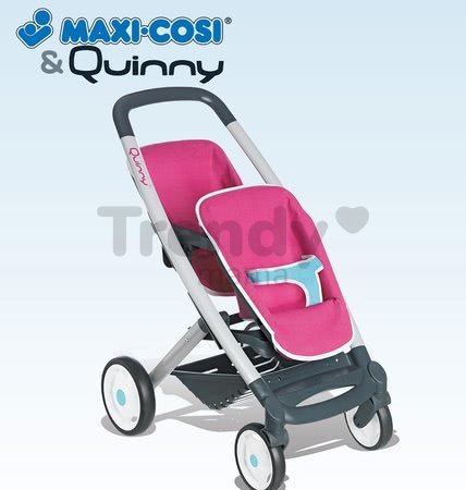 Kočík pre dve bábiky Maxi Cosi & Quinny Twin Smoby (65,5 cm rúčka) ružovo-šedý