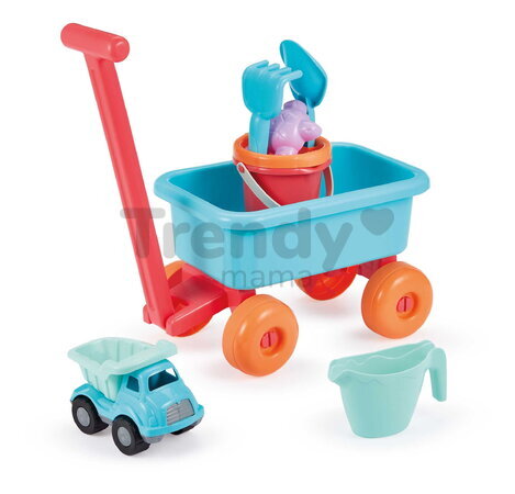 Vozík na ťahanie s vedro setom Summer Trolley Beach Écoiffier a stavebným autíčkom od 18 mes