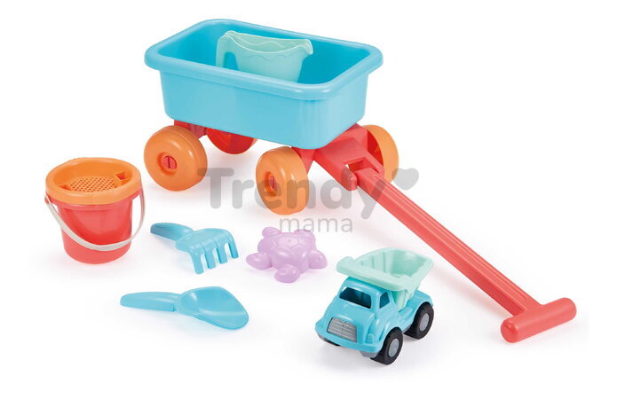 Vozík na ťahanie s vedro setom Summer Trolley Beach Écoiffier a stavebným autíčkom od 18 mes
