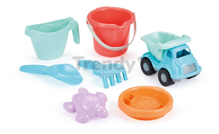 Vozík na ťahanie s vedro setom Summer Trolley Beach Écoiffier a stavebným autíčkom od 18 mes