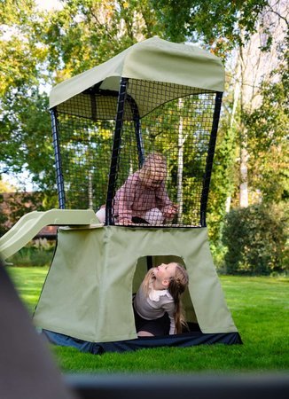Hracia veža multifunkčná so stanom a pieskoviskom Ivy play tower Exit Toys s kovovou konštrukciou a šmykľavkou