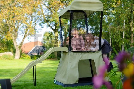 Hracia veža multifunkčná so stanom a pieskoviskom Ivy play tower Exit Toys s kovovou konštrukciou a šmykľavkou
