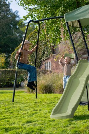 Hracia veža multifunkčná s hojdačkou Ivy play tower swing Exit Toys so stanom pieskoviskom a šmykľavkou kovová konštrukcia