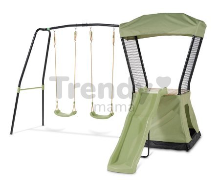 Hracia veža multifunkčná s 2 hojdačkami Ivy play tower double swing Exit Toys so stanom pieskoviskom a šmykľavkou kovová konštrukcia