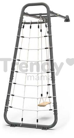 Multifunkčné fitness centrum GetSet Monkeybar MB110 Wall Mount Grey Exit Toys oceľová konštrukcia s hojdačkou a sieťou na šplhanie s upevnením na sten