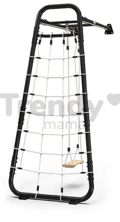 Multifunkčné fitness centrum  GetSet Monkeybar MB110 Wall Mount Black Exit Toys oceľová konštrukcia s hojdačkou a sieťou na šplhanie s upevnením na st