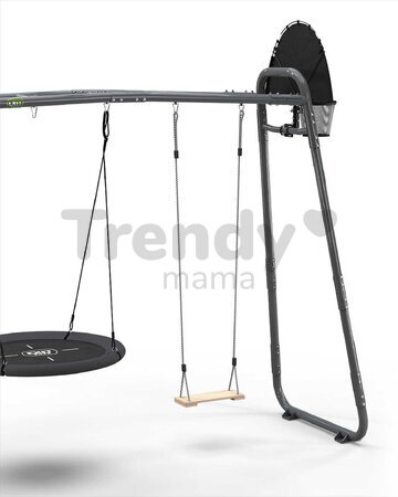 Multifunkčné fitness centrum  s futbalovou sieťou GetSet Monkeybar MB205 Grey Exit Toys rozšíriteľná s hojdačkami a basketbalovým košom oceľová konštr