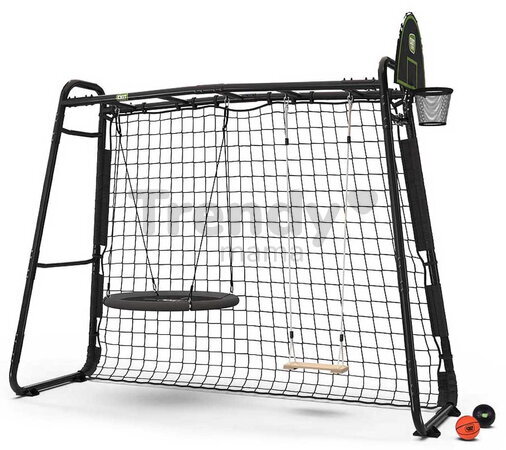 Multifunkčné fitness centrum s futbalovou sieťou GetSet Monkeybar MB205 Black Exit Toys expandable with swings and basketball hoop, steel construction