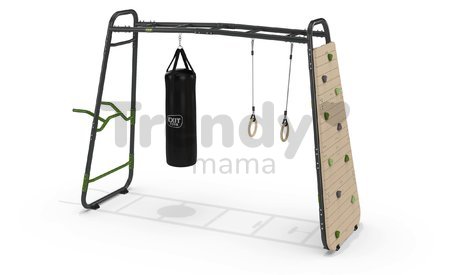 Multifunkčné fitness centrum GetSet Monkeybar MB220 Exit Toys rozšíriteľné s gymnastickými kruhmi boxovacím vrecom lezeckou stenou a bradlami
