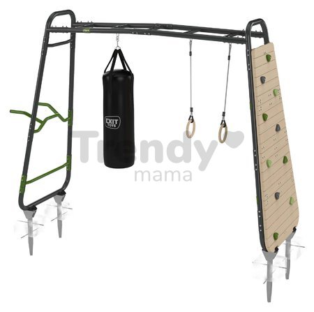 Multifunkčné fitness centrum GetSet Monkeybar MB220 Exit Toys rozšíriteľné s gymnastickými kruhmi boxovacím vrecom lezeckou stenou a bradlami