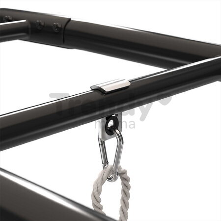 Multifunkčné fitness centrum GetSet Monkeybar MB220 Black Exit Toys rozšíriteľné s gymnastickými kruhmi boxovacím vrecom lezeckou stenou a bradlami