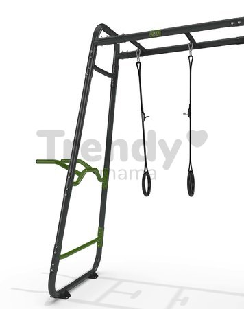 Multifunkčné fitness centrum GetSet Monkeybar MB230 Exit Toys rozšíriteľné s gymnastickými kruhmi boxovacím vrecom bradlami a benchpress lavičkou