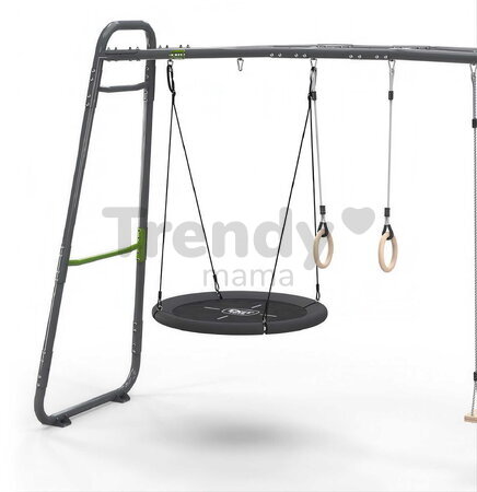 Multifunkčné fitness centrum s futbalovou sieťou GetSet Monkeybar MB305 Grey Exit Toys s gymnastickými kruhmi basketbalom a hojdačkami oceľová konštru