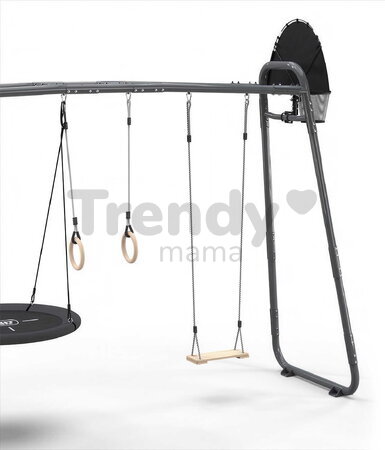 Multifunkčné fitness centrum s futbalovou sieťou GetSet Monkeybar MB305 Grey Exit Toys s gymnastickými kruhmi basketbalom a hojdačkami oceľová konštru