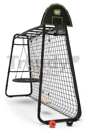Multifunkčné fitness centrum s futbalovou sieťou GetSet Monkeybar MB305 Black Exit Toys s gymnastickými kruhmi basketbalom a hojdačkami oceľová konštr