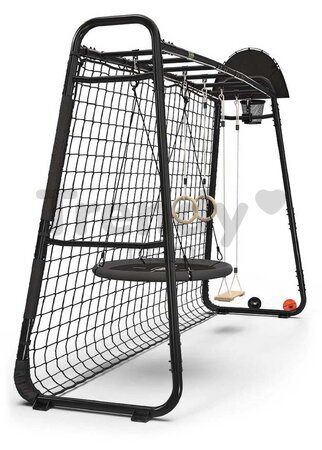Multifunkčné fitness centrum s futbalovou sieťou GetSet Monkeybar MB305 Black Exit Toys s gymnastickými kruhmi basketbalom a hojdačkami oceľová konštr