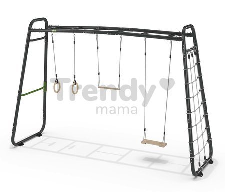 Multifunkčné fitness centrum GetSet Monkeybar MB310 Exit Toys rozšíriteľné s gymnastickými kruhmi hojdačkou hrazdou a sieťou na šplhanie