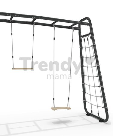 Multifunkčné fitness centrum GetSet Monkeybar MB310 Exit Toys rozšíriteľné s gymnastickými kruhmi hojdačkou hrazdou a sieťou na šplhanie