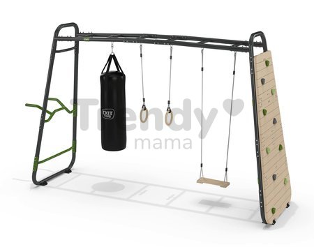 Multifunkčné fitness centrum GetSet Monkeybar MB320 Exit Toys rozšíriteľné s gymnastickými kruhmi boxovacím vrecom lezeckou stenou hojdačkou a bradlam