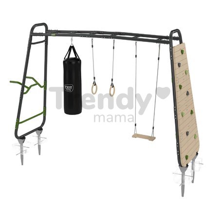Multifunkčné fitness centrum GetSet Monkeybar MB320 Exit Toys rozšíriteľné s gymnastickými kruhmi boxovacím vrecom lezeckou stenou hojdačkou a bradlam
