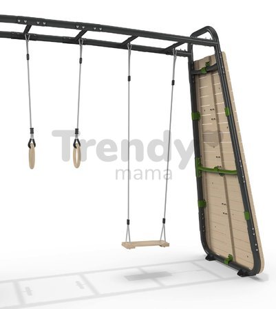 Multifunkčné fitness centrum GetSet Monkeybar MB320 Exit Toys rozšíriteľné s gymnastickými kruhmi boxovacím vrecom lezeckou stenou hojdačkou a bradlam