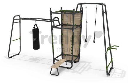 Multifunkčné fitness centrum GetSet Powerstation PS620 Exit Toys s boxovacím vrecom bradlami lavičkou gymnastickými kruhmi s lanom a lezeckou stenou